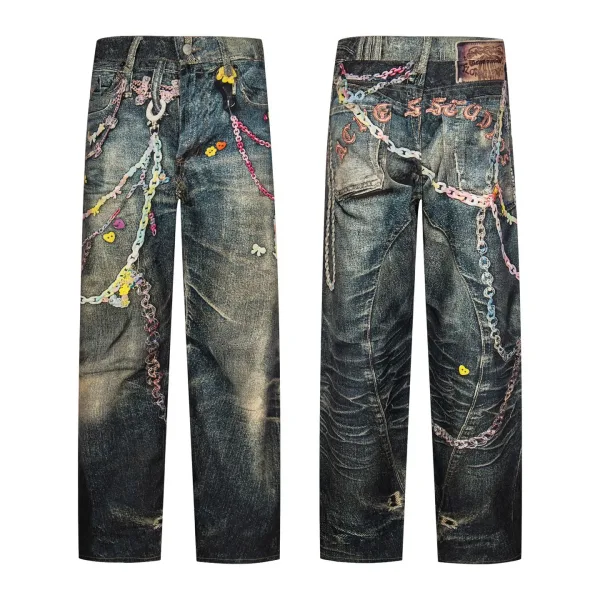 Acne Studios Jeans replica 1:1 Cotton Denim Printed Is 3d