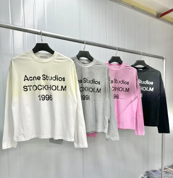 Acne Studios Long Sleeve replica 1:1 Black Pink Cotton Washed