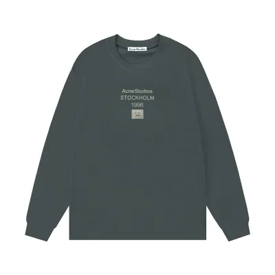 Acne Studios Long Sleeves replica lyxig Silver Grey Cotton Logo