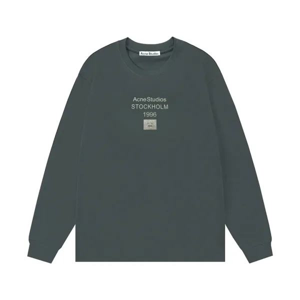 Acne Studios Long Sleeves replica lyxig Silver Grey Cotton Logo