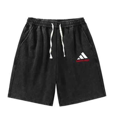 Adidas Shorts replika lyx Svart bomull Patchwork Logotyp Längd midja