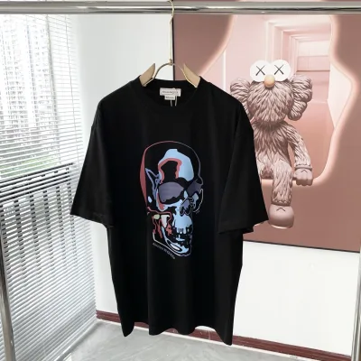 Alexander Mcqueen Skjorta replika 1:1 lyxig White Black Cotton Logo