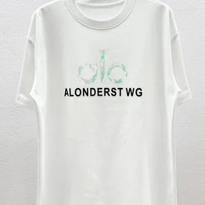 Alo Alot Skjorta replika lyx Svart Vit Bomull Logotyp Crew