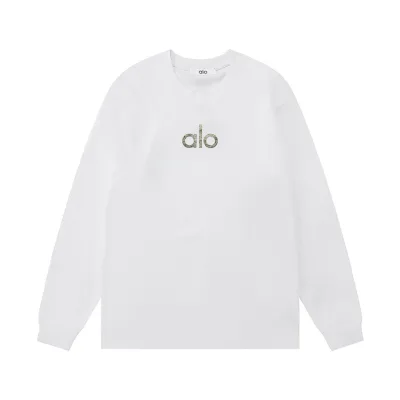 Alo Long Sleeve Replica 1:1 White Cotton Monogram Logo Double