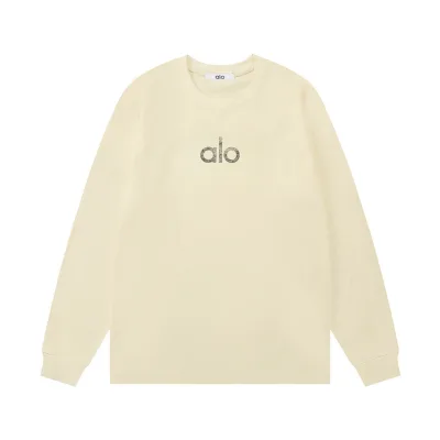 Alo långärmad kopia lyxig bomull Monogram logotyp dubbelt garn