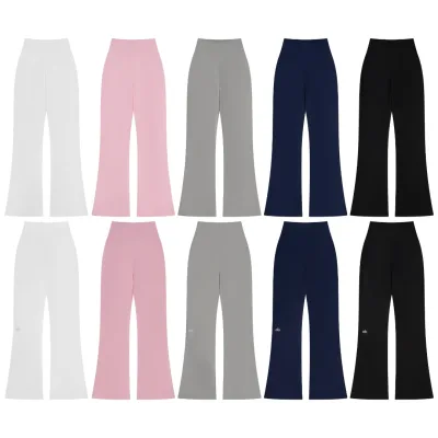 Alo Trousers replica 1:1 Black White Calf Nylon Flared Pants