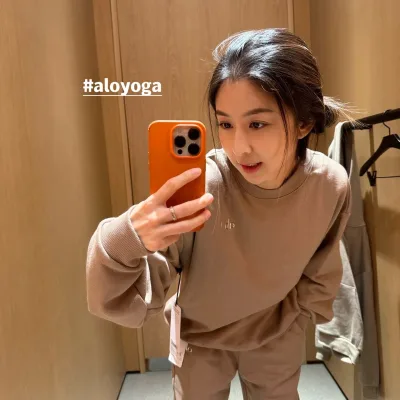 Alo Women Sweatshirt replika 1:1 Set Outfits I lager Skickas