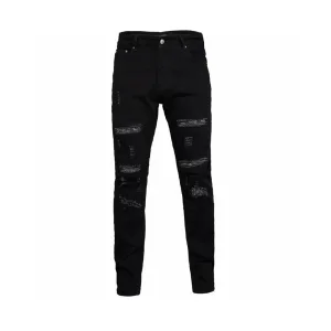 Amiri Jeans replica 1:1 Black Denim Cotton Ripped Streetwear Of