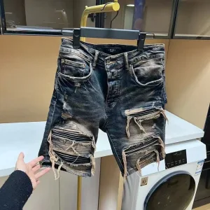 Amiri Shorts replika lyxiga Denim Ripped Streetwear Of Styles Jeans