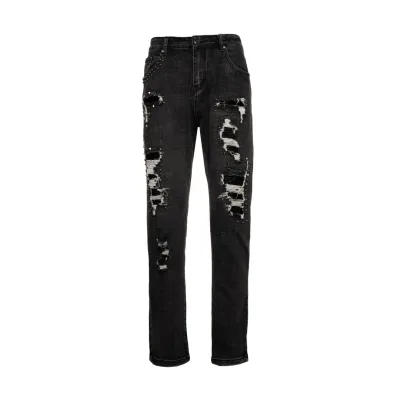Amiri Trousers replica 1:1 Leather Washed Distressed In Street Jeans