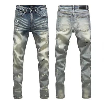 Amiri Trousers replica 1:1 Washed Ripped Of Styles Street Jeans