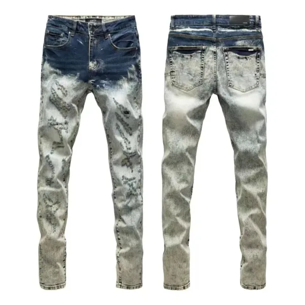 Amiri Trousers replica 1:1 Washed Ripped Of Styles Street Jeans