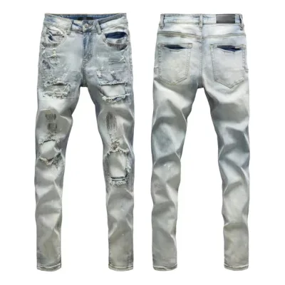 Amiri Trousers replica 1:1 Washed Ripped Of Styles Street Jeans