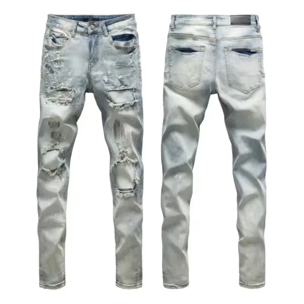 Amiri Trousers replica 1:1 Washed Ripped Of Styles Street Jeans