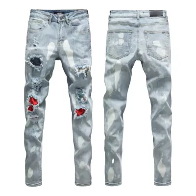 Amiri Trousers replica 1:1 Washed Ripped Of Styles Street Jeans