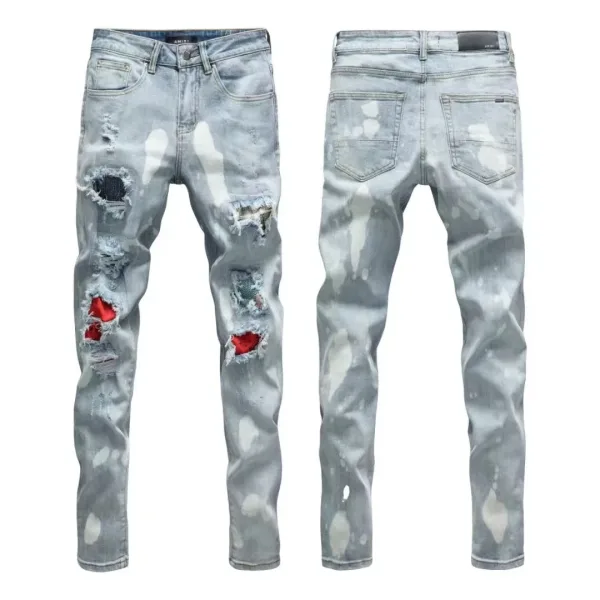 Amiri Trousers replica 1:1 Washed Ripped Of Styles Street Jeans