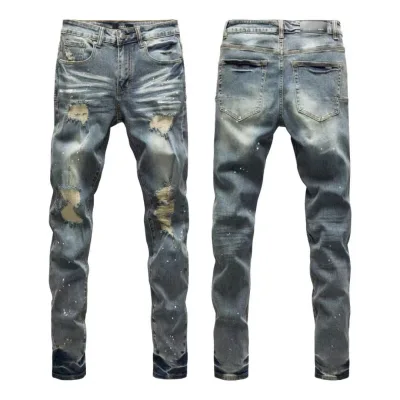 Amiri Trousers replica 1:1 Washed Ripped Of Styles Street Jeans