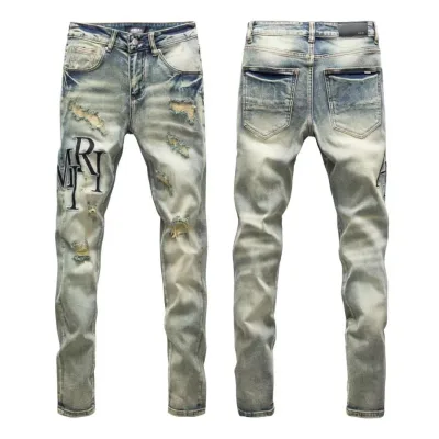 Amiri Trousers replica 1:1 Washed Ripped Of Styles Street Jeans