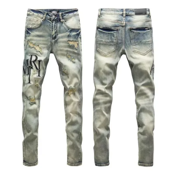 Amiri Trousers replica 1:1 Washed Ripped Of Styles Street Jeans