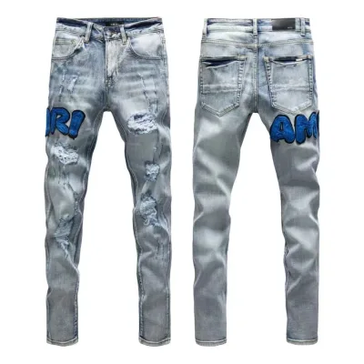 Amiri Trousers replica 1:1 Washed Ripped Of Styles Street Jeans