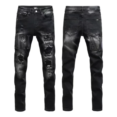 Amiri Trousers replica 1:1 Washed Ripped Of Styles Street Jeans