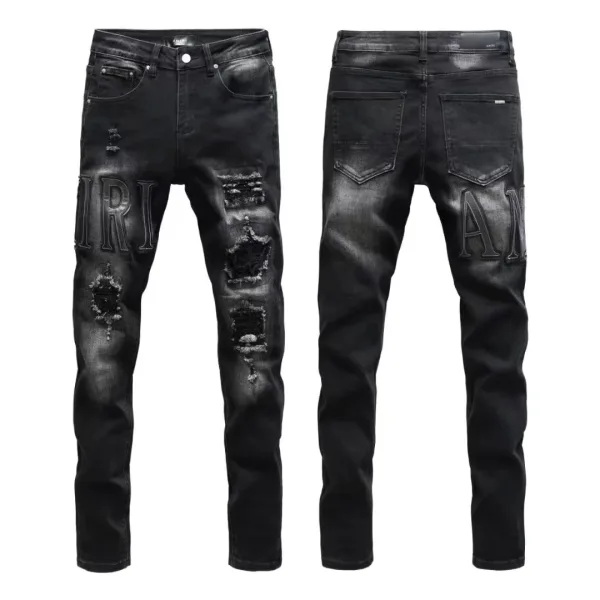 Amiri Trousers replica 1:1 Washed Ripped Of Styles Street Jeans