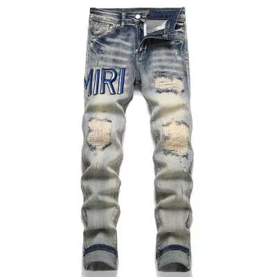 Amiri Trousers replica 1:1 White Leather Logo Street In Top