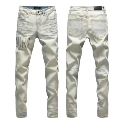 Amiri Trousers replica luxury 1:1 Washed Ripped Of Styles Street