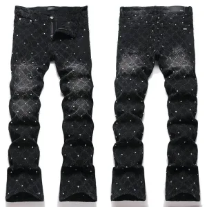Amiri Byxor replika lyx super clone Läder Jeans Am Flared