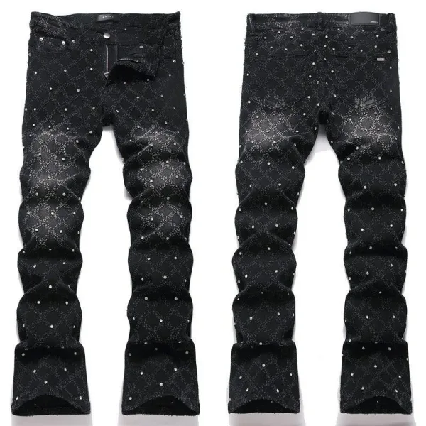 Amiri Byxor replika lyx super clone Läder Jeans Am Flared