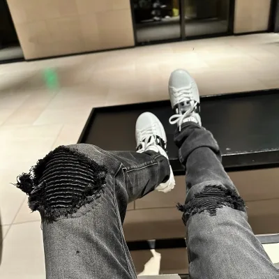 Amiri Trousers replica super clone 1:1 Ripped Patchwork Street In