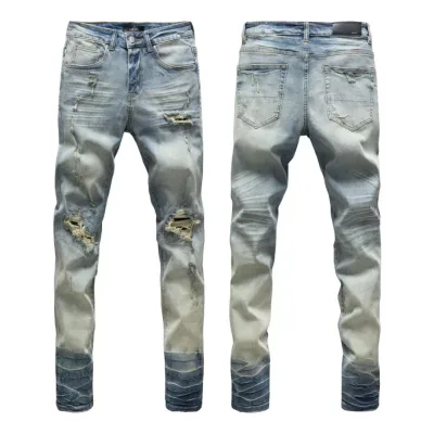Amiri Trousers replica super clone Washed Ripped Of Styles Street