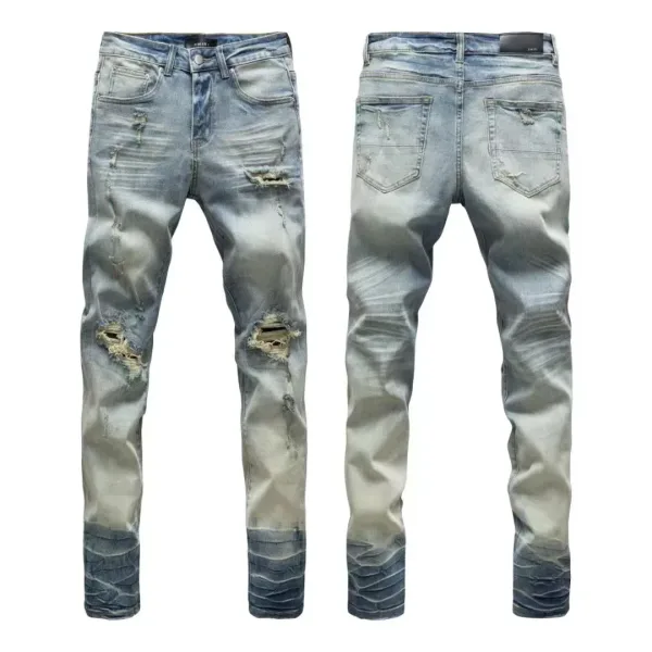 Amiri Trousers replica super clone Washed Ripped Of Styles Street