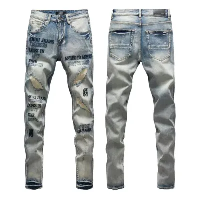 Amiri Trousers replica super clone Washed Ripped Of Styles Street