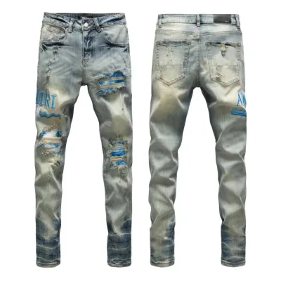Amiri Trousers replica super clone Washed Ripped Of Styles Street