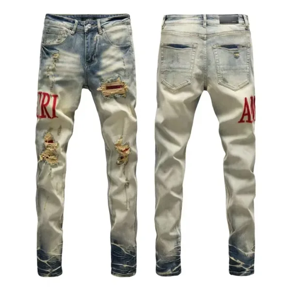 Amiri Trousers replica super clone Washed Ripped Of Styles Street