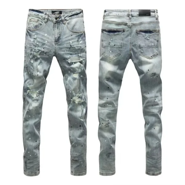 Amiri Trousers replica super clone Washed Ripped Of Styles Street