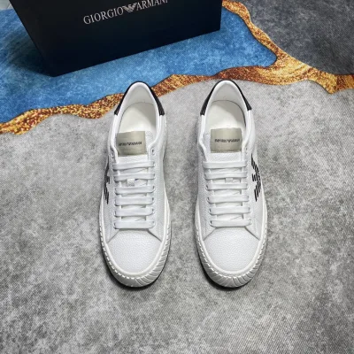 Armani Casual Schuhe Replik Luxus Kalbsleder Schaffell gewaschen Logo Emorio