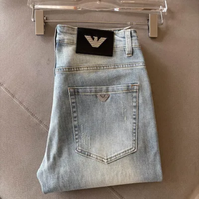 Armani Jeans replika super klon Denim Washed Broderi Logotyp Snygg