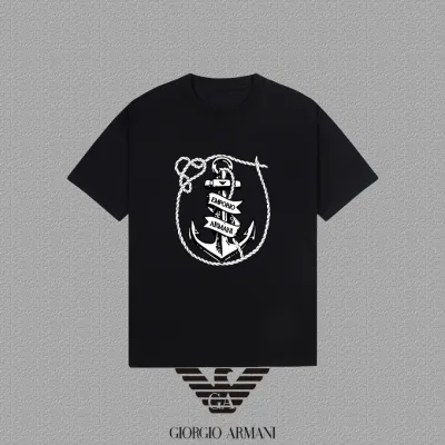 Armani Short Sleeves replica 1:1 Black White Blue Logo Tyg