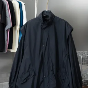Balenciaga jacka replika lyx svart nylon logotyp Minimalistisk avtagbara ?¡èrmar