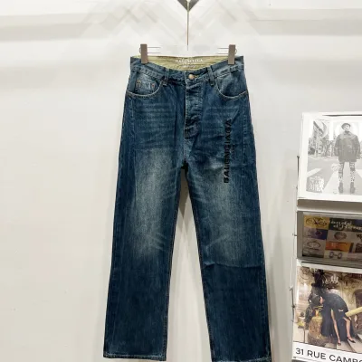 Balenciaga Jeans replica lyx Svart Blå Distressed Broderad Perfekt Version