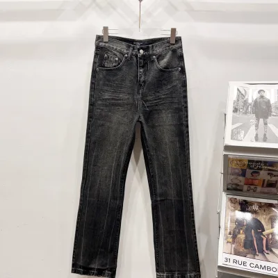 Balenciaga Jeans replica lyx Svart Tvättad Distressed Loose Slightly Flared