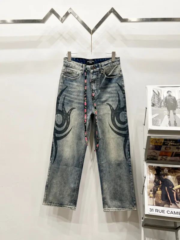 Balenciaga Jeans replika lyx Blue Washed Vintage Perfect Yk Hand