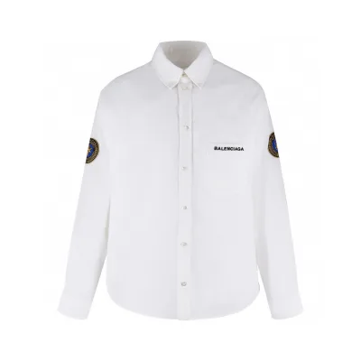 Balenciaga Skjorta replika lyx Guld Vit bomull Logo Broderad Is