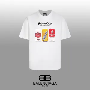 Balenciaga kortärmad replika lyx svart vit bomull tvättat tyg