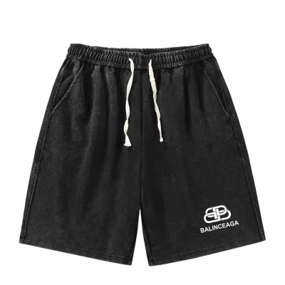 Balenciaga Shorts replika lyx Svart bomull Monogram Logotyp Längd midja