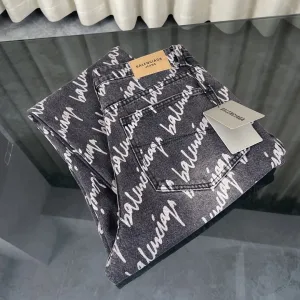 Balenciaga Kjol replica lyx Vit Svart Washed Logo Is Jeans