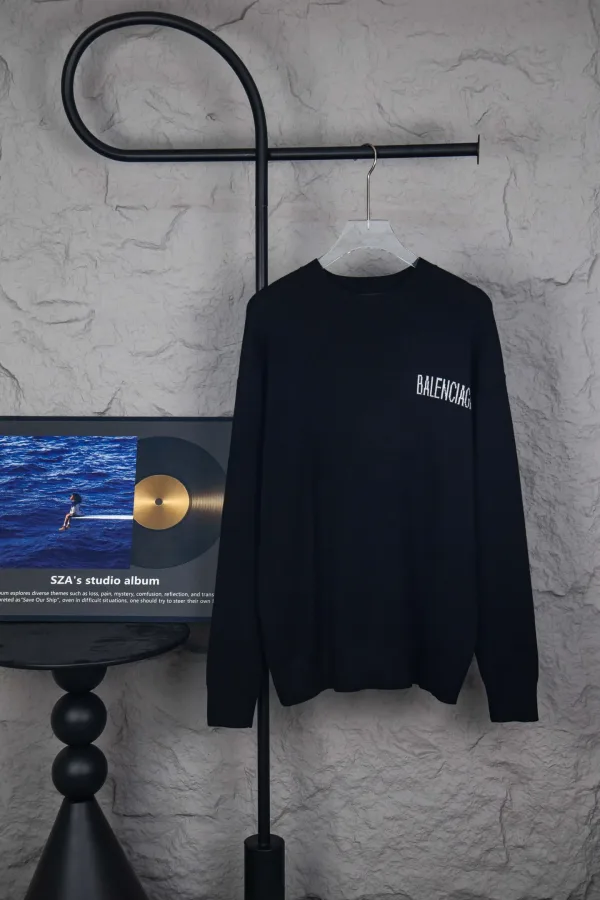 Balenciaga Sweater replica luxury 1:1 Black Blue Wool Is Premium