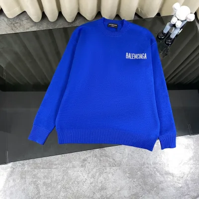 Balenciaga tröja replika lyx svart blå ull är funktioner korrekt